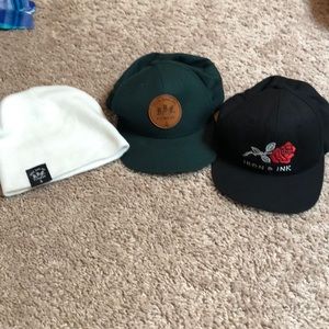 3 iron and Ink hats. 2 snap backs & 1 beanie